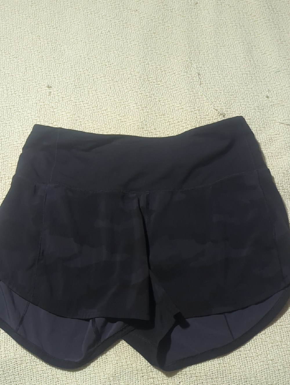 Lululemon Black Layered Camo-Print Athletic Shorts